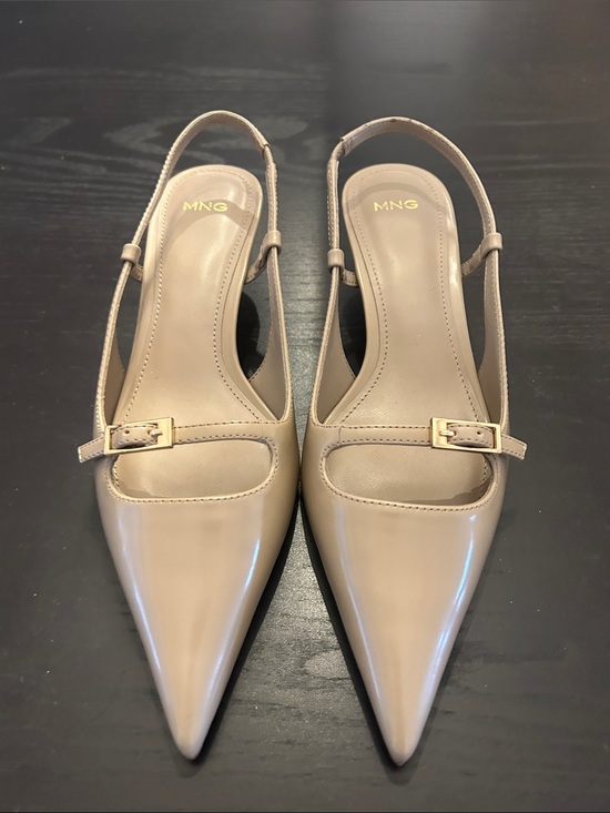 Mango Shoes - Mango Women's Pointed Slingback kitten heel Pumps in Nude